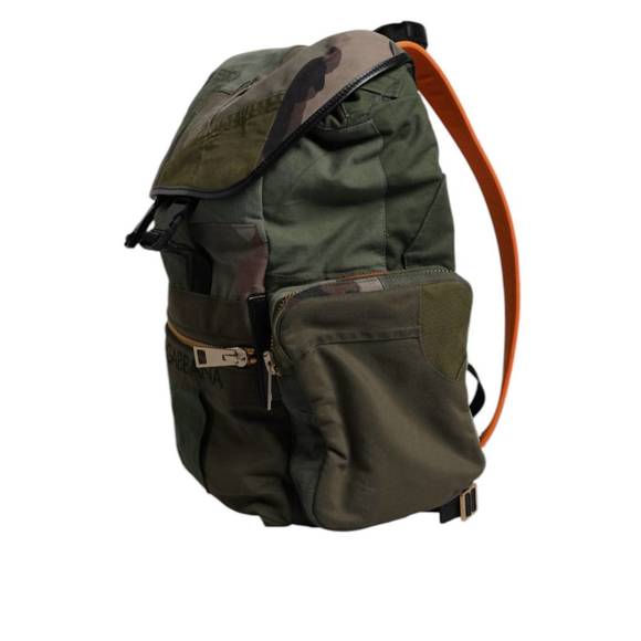NEW DOLCE & GABBANA men's patchwork travel backpack bag in military green - Picture 4 of 7